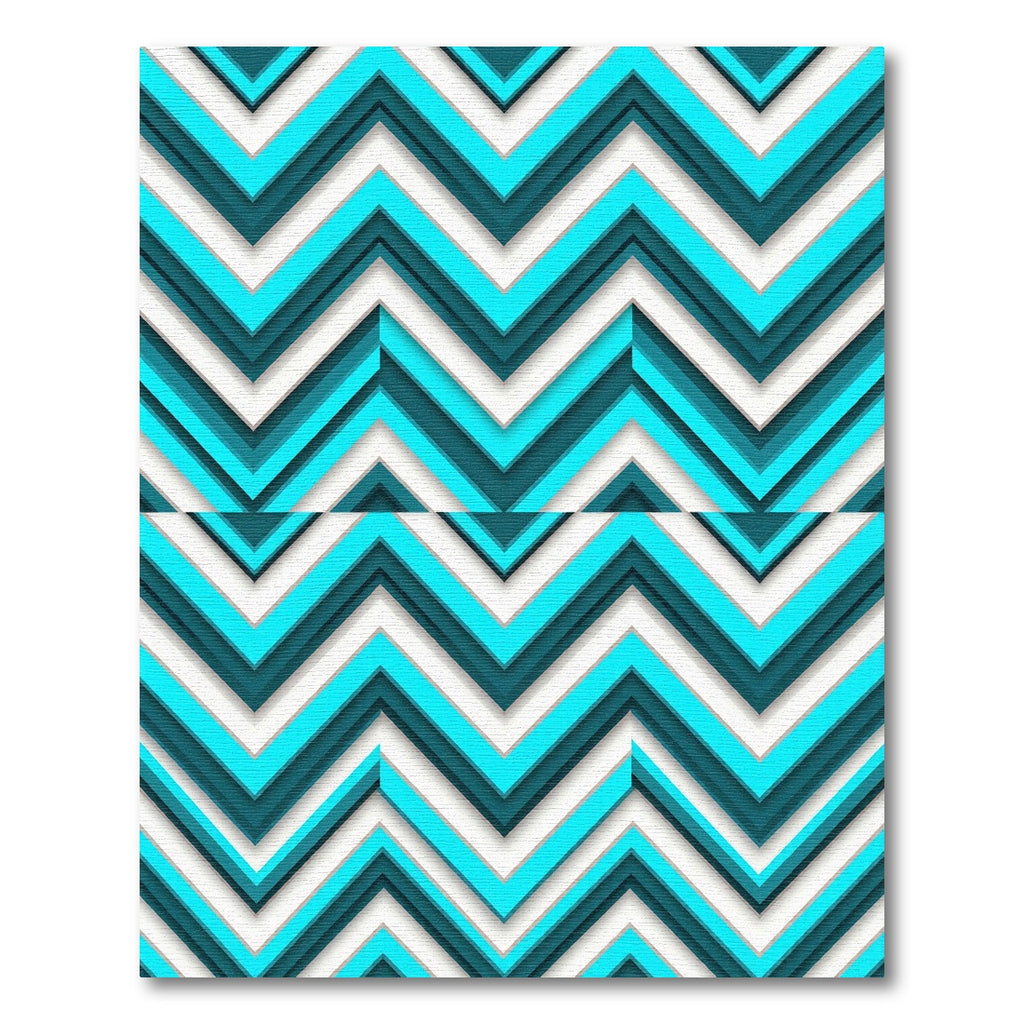 Aqua Teal Chevron Layered Rug