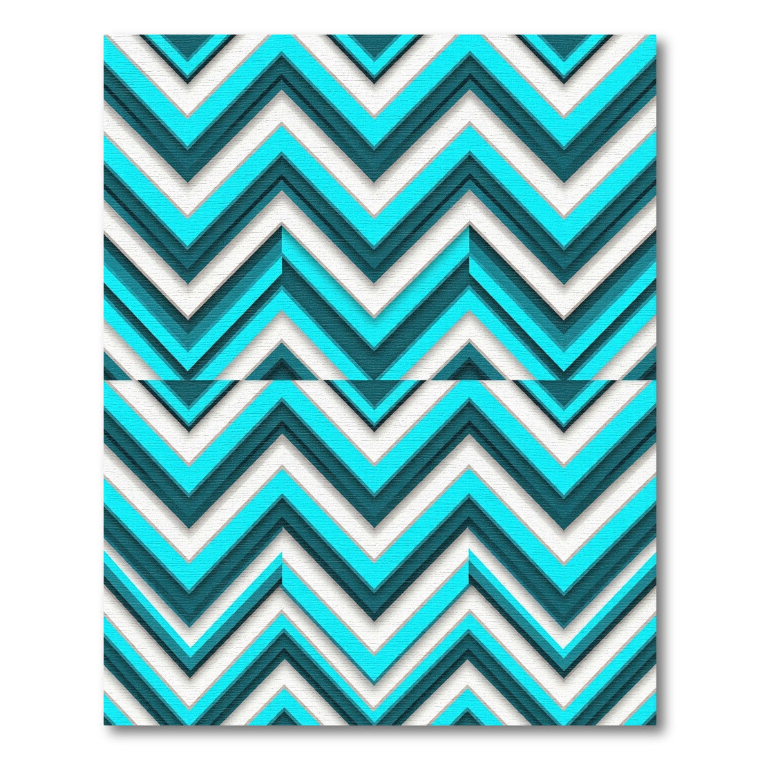 Aqua Teal Chevron Layered Rug