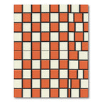 Retro Orange White Checkered Squares Rug