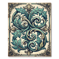 Ornate Teal Acanthus Scroll Damask Rug