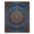 Golden Paw Medallion Navy Floral Art Rug