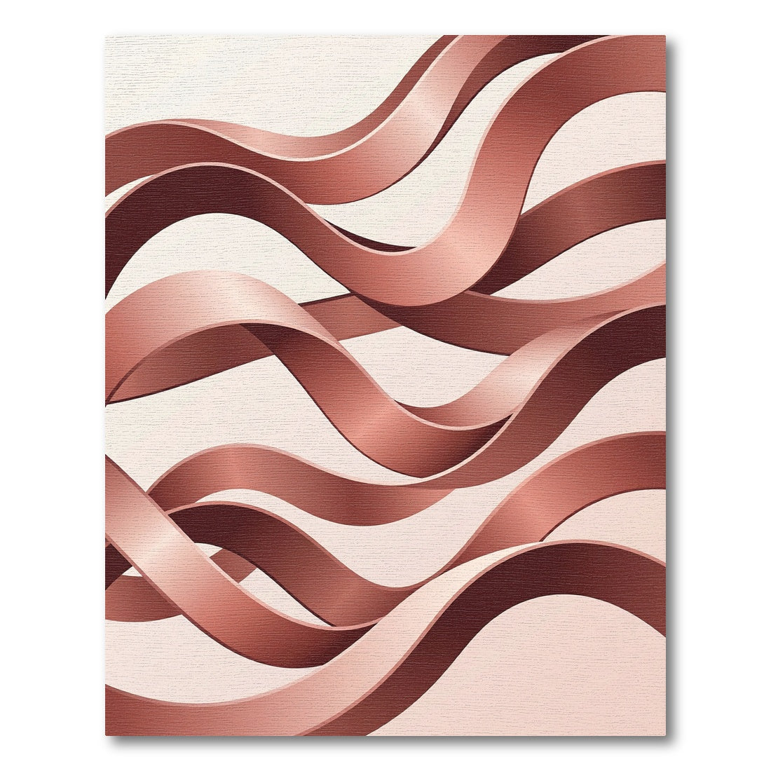 Rose Gold Wavy Ribbon Abstract Rug