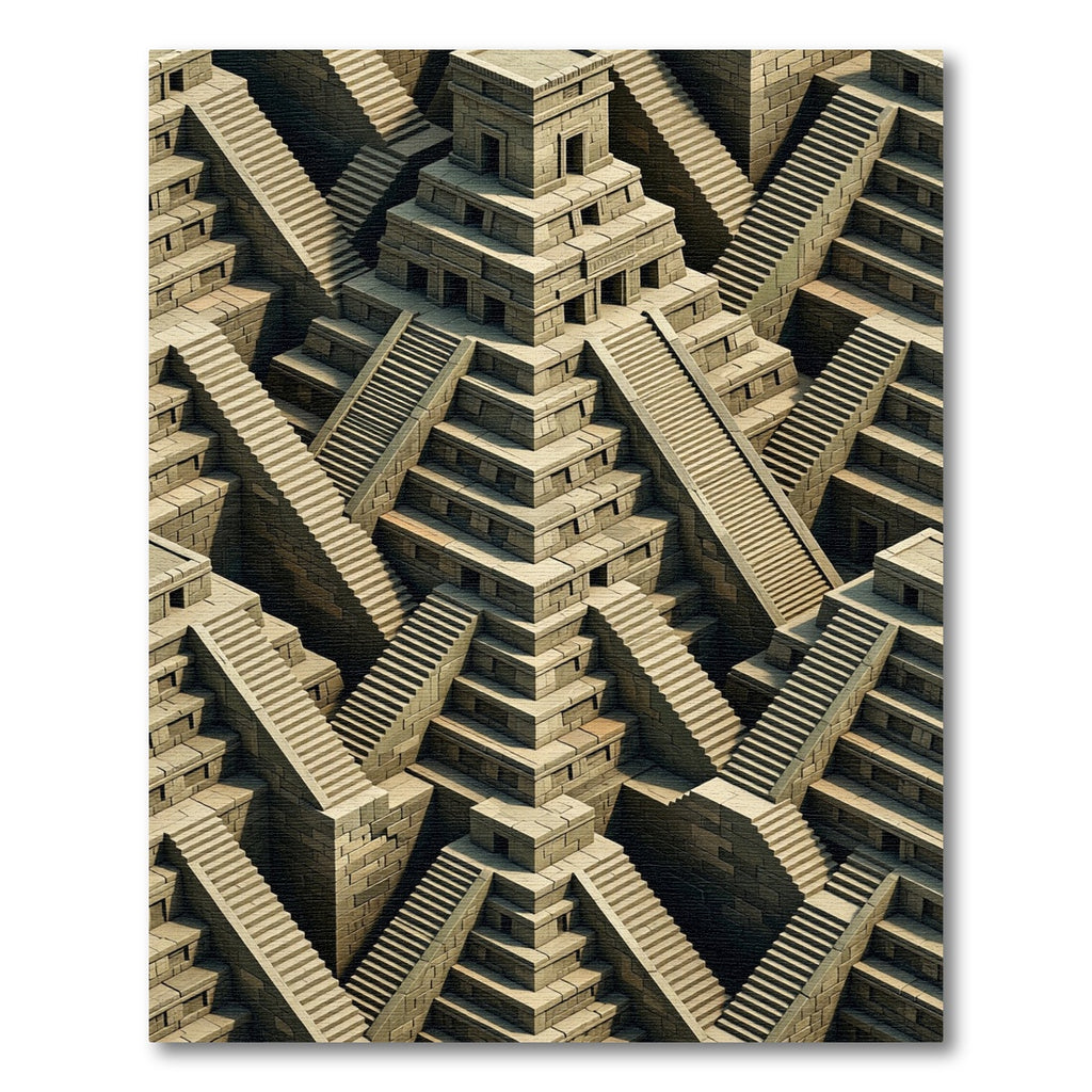 Ancient Stone Staircase Maze Accents Rug