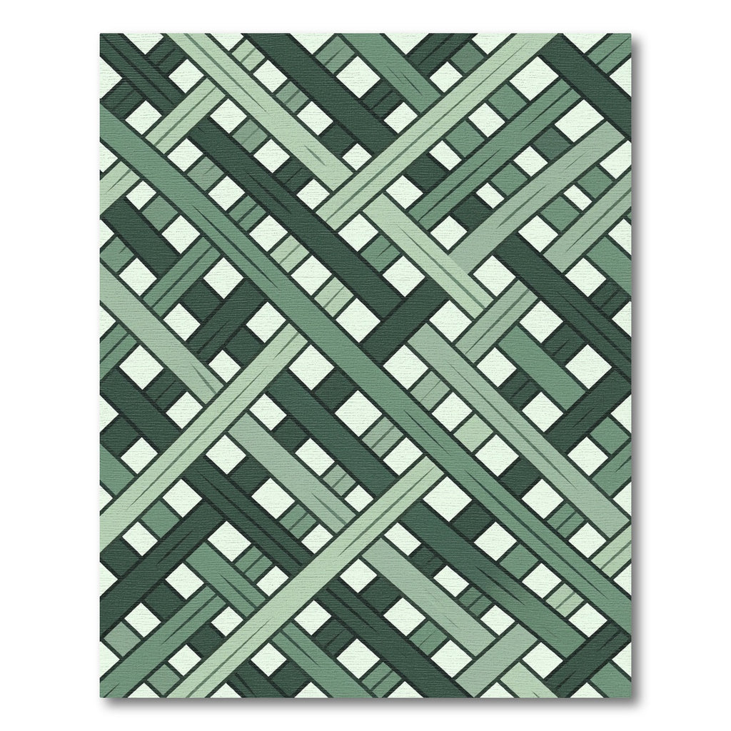 Green Interlocking Diagonal Stripe Rug