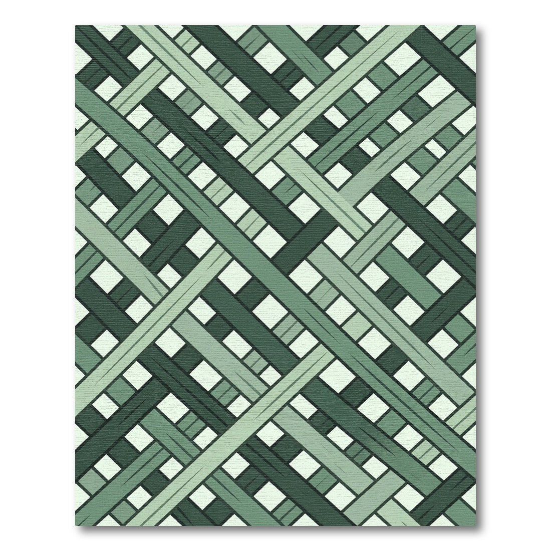 Green Interlocking Diagonal Stripe Rug