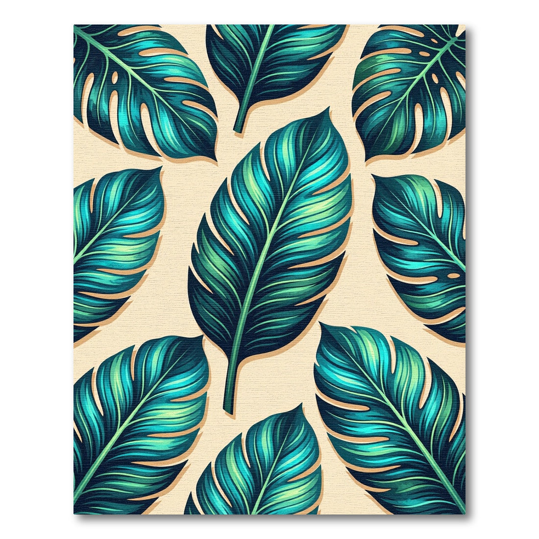 Lush Emerald Teal Tropical Foliage Rug