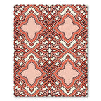Coral Geometric Entwined Quatrefoil Lattice Rug