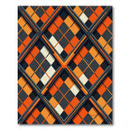 Tartan Orange Intersecting Diamond Composition Rug