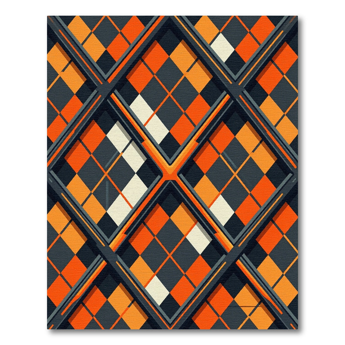 Tartan Orange Intersecting Diamond Composition Rug