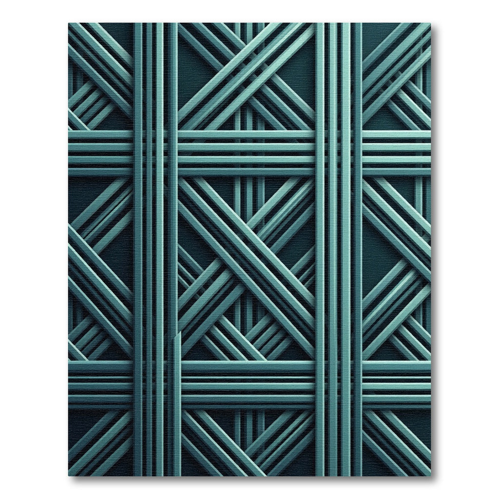 Teal Intersecting Linear Geometric Rug