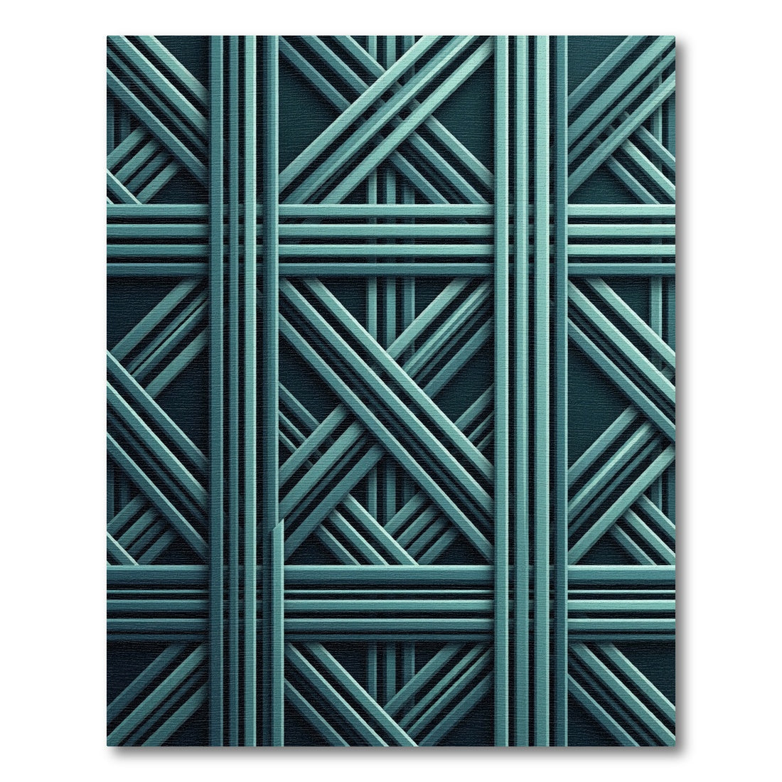 Teal Intersecting Linear Geometric Rug