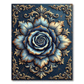 Classic Blue Gold Floral Medallion Rug