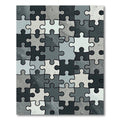 Monochrome Abstract Geometric Interlocking Puzzle Rug