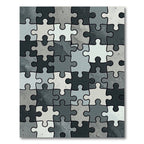 Monochrome Abstract Geometric Interlocking Puzzle Rug