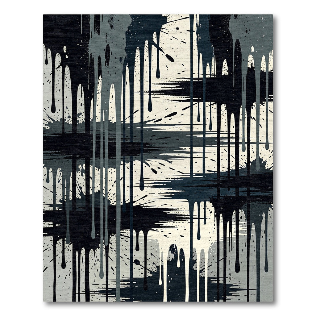 Monochromatic Black Ink Drip Abstract Art Rug