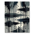 Monochromatic Black Ink Drip Abstract Art Rug