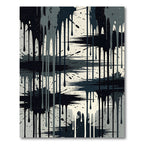 Monochromatic Black Ink Drip Abstract Art Rug