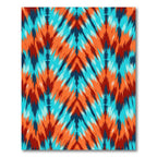 Fiery Orange Teal Zigzag Chevron Rug