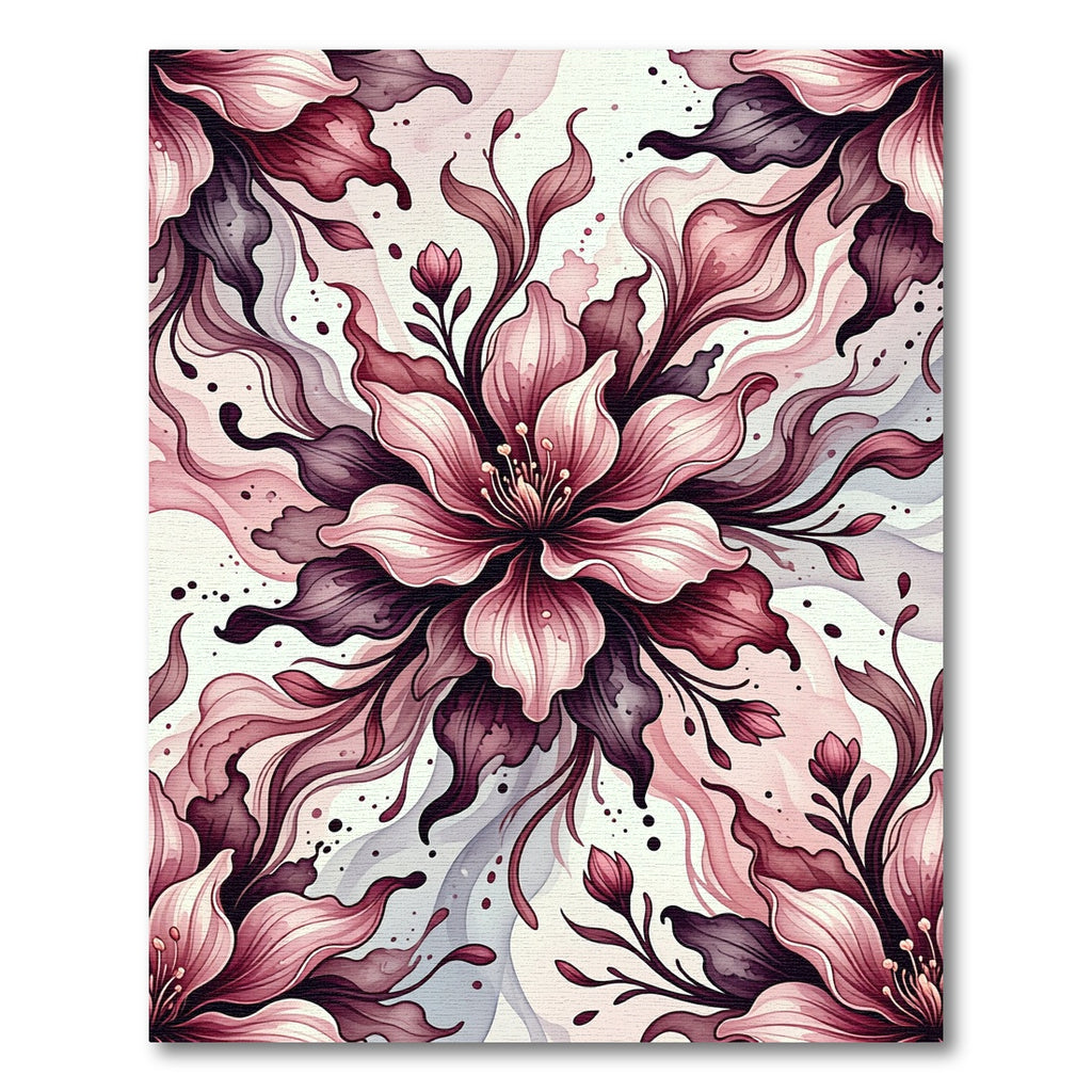 Ethereal Pink Floral Ink Flow Rug