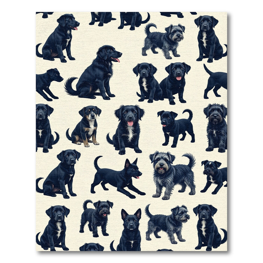 Playful Black Labrador Terrier Puppy Repeat Rug