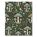 Sage Mushroom Forest Botanical Illustration Rug