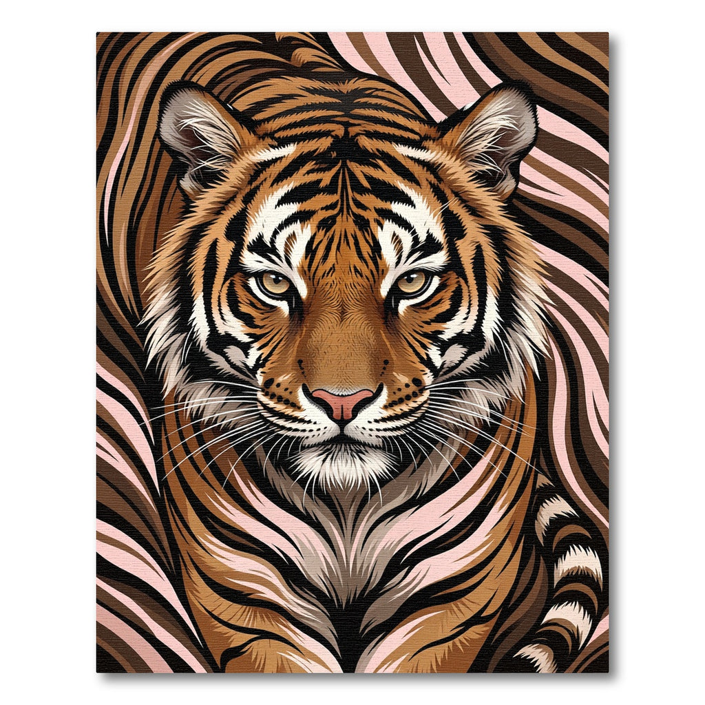 Fierce Tiger Face Swirling Stripes Rug