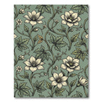 Vintage Sage Green Botanical Clematis Rug