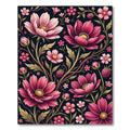 Elegant Pink Cosmos Berry Botanical Art Rug