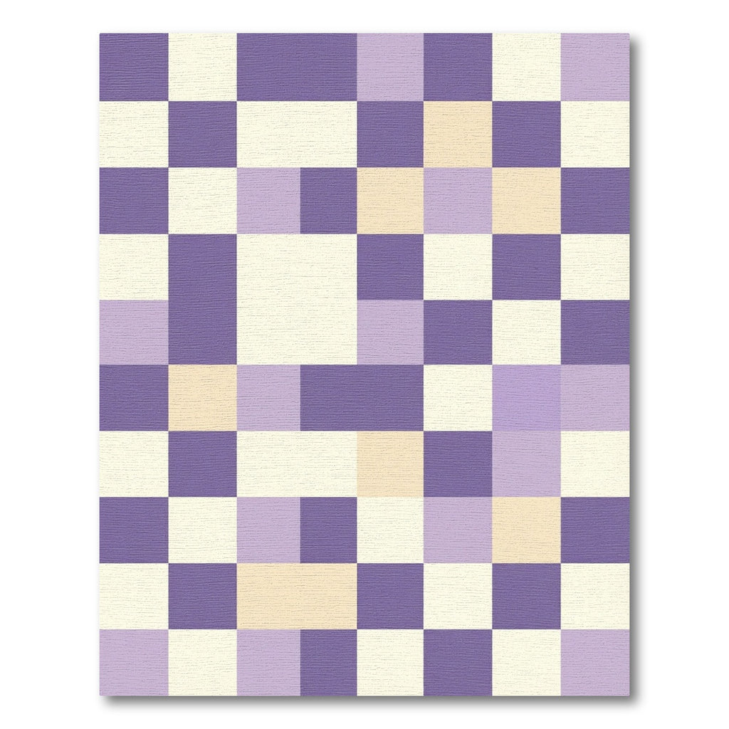 Purple Lavender Cream Checkered Composition Rug
