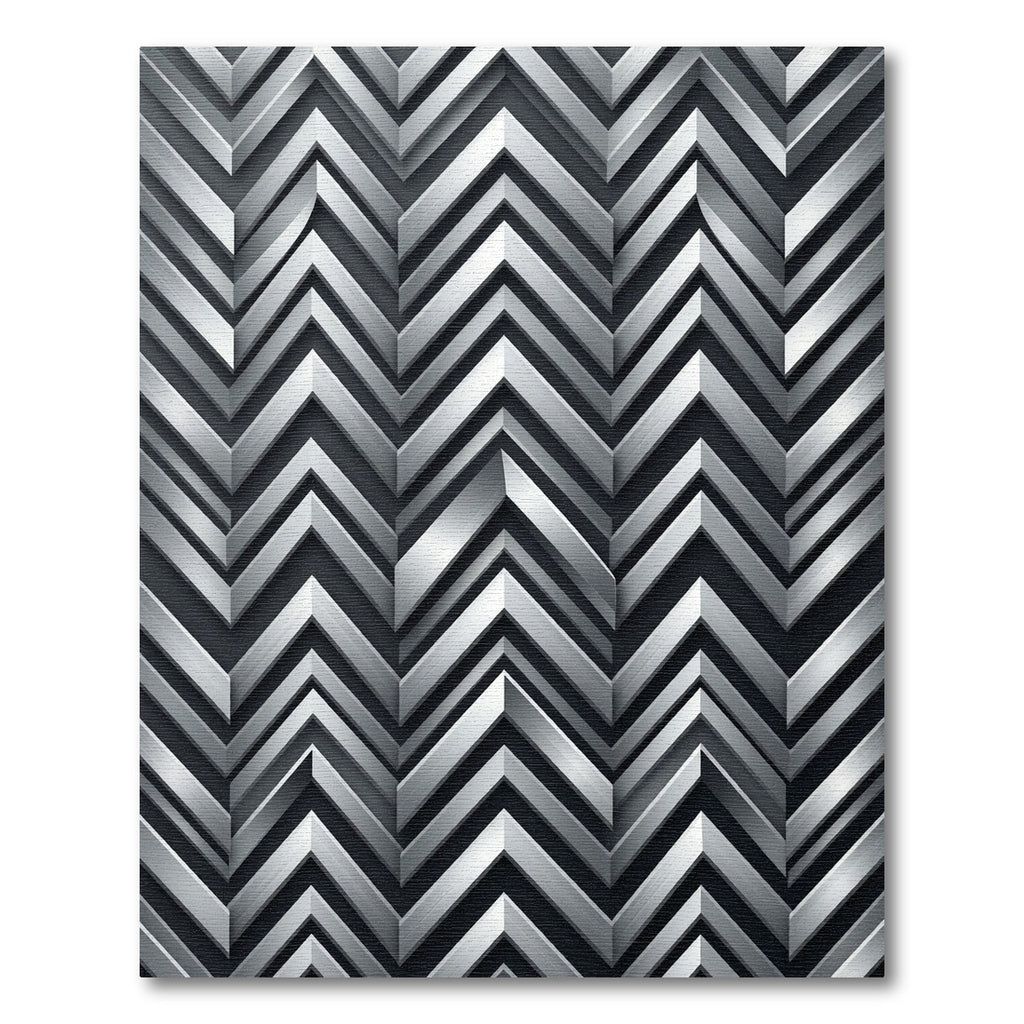 Silver Metallic Chevron Geometric Rug