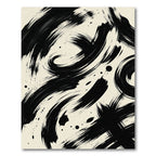 Bold Black Ink Swirl Abstract Rug