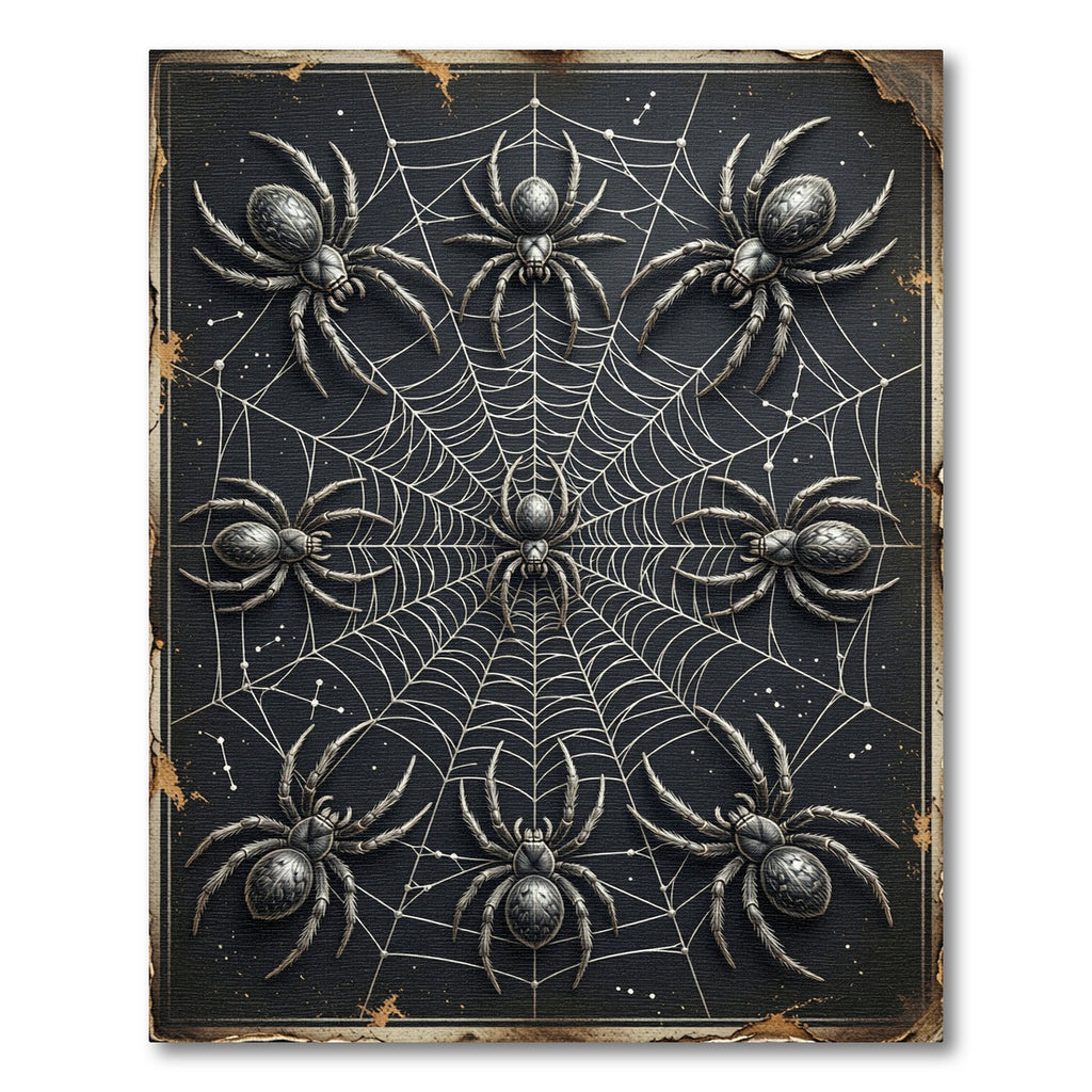 Gothic Spider Web Monochromatic Silver Art Rug