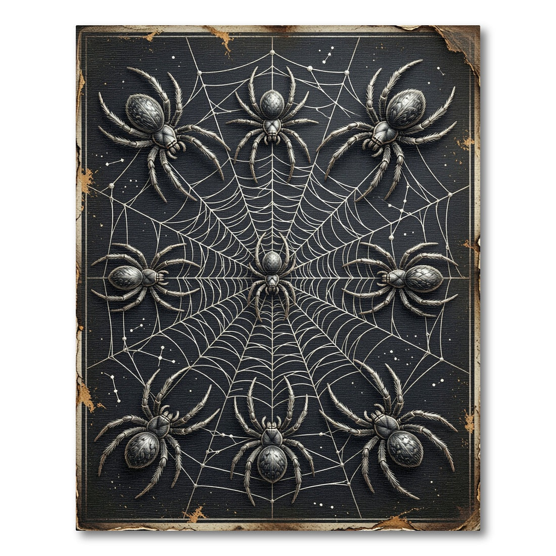 Gothic Spider Web Monochromatic Silver Art Rug