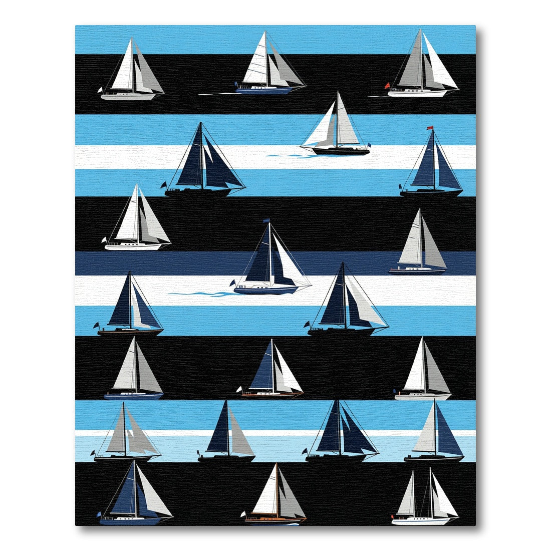 Navy Blue Sailboat Nautical Stripes Rug