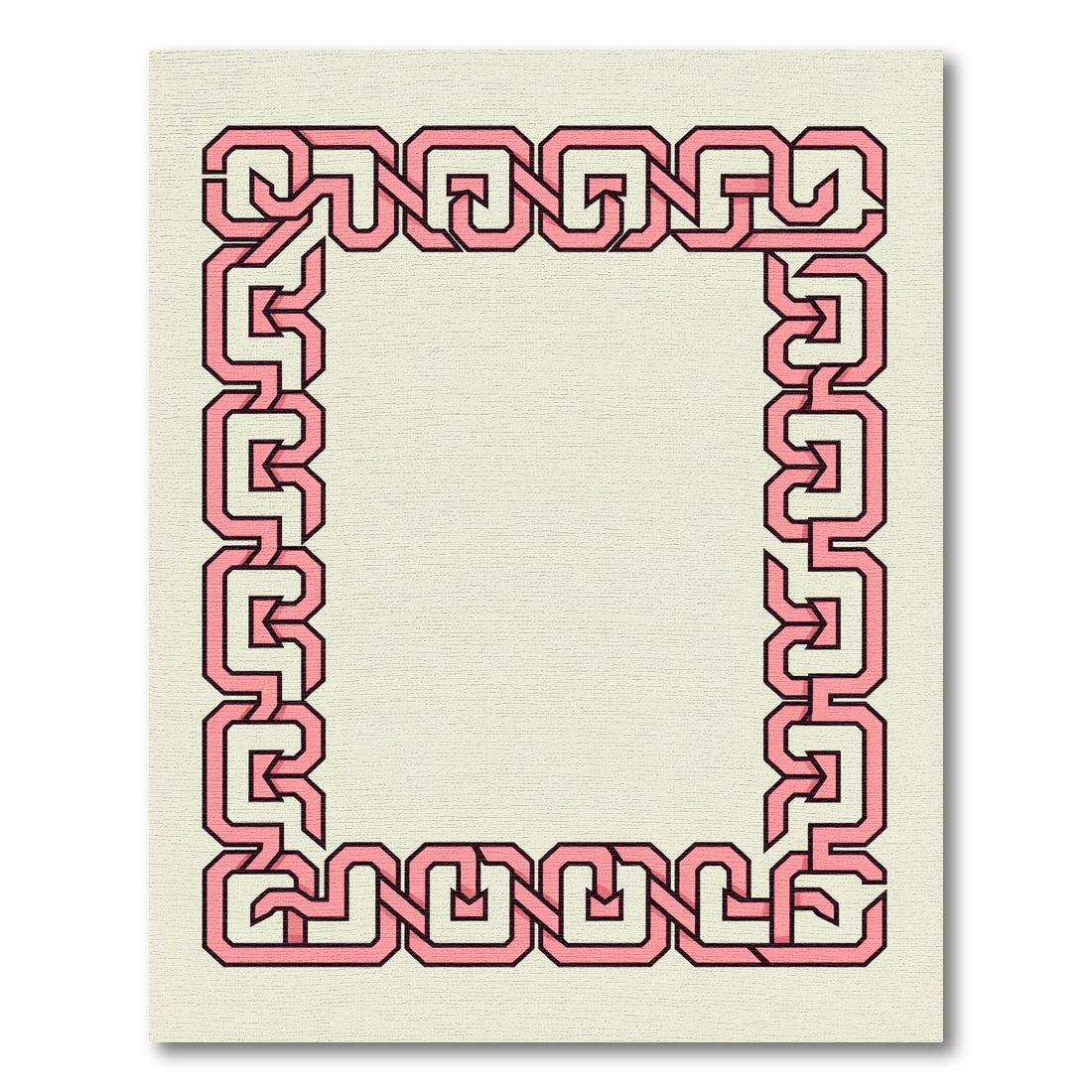 Pink Interlocking Geometric Frame Rug