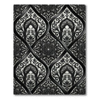 Monochrome Arabesque Floral Medallion Rug