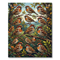 Charming Woodland Sparrow Bird Branch Illustration Rug