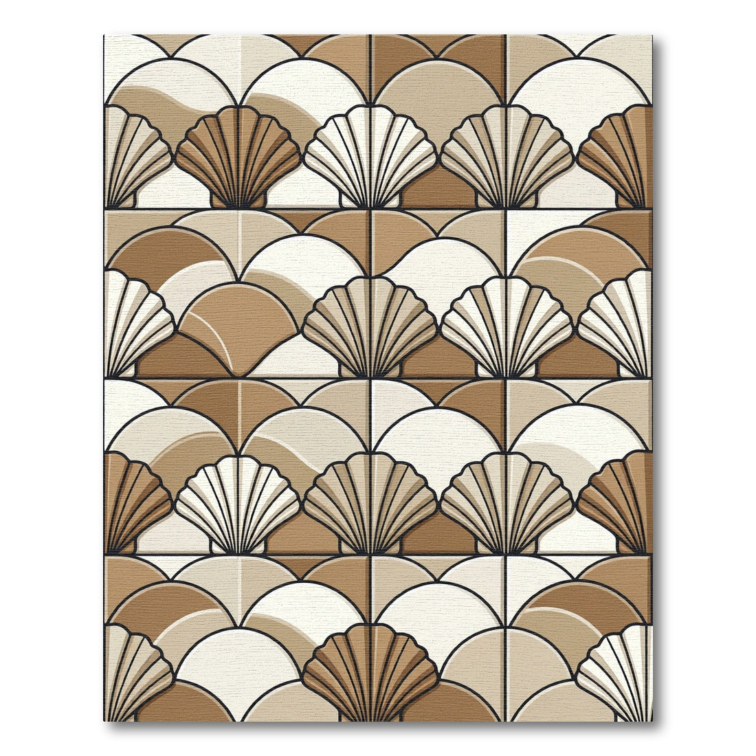 Art Deco Neutral Shell Geometric Rug