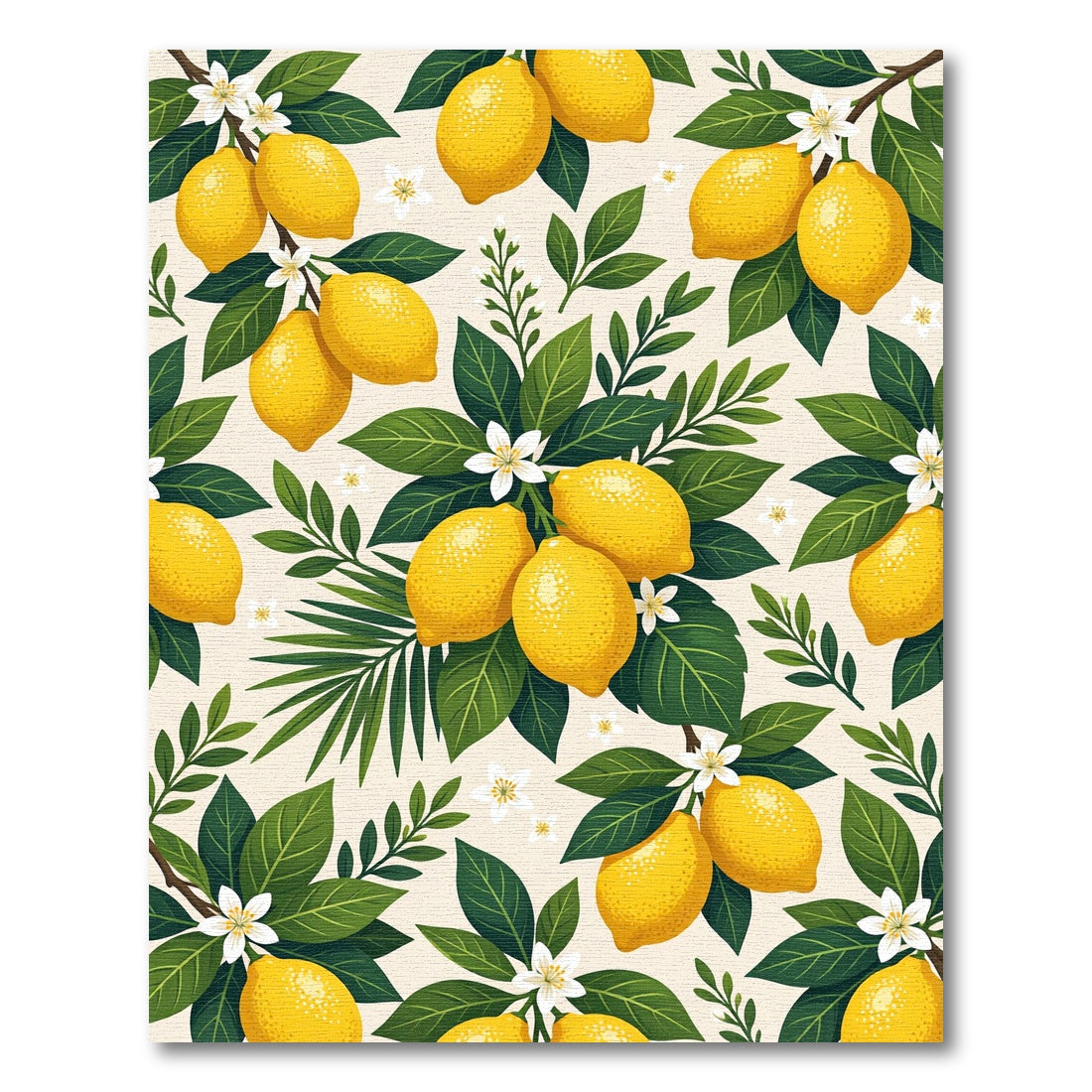 Sunny Lemon Branch Citrus Botanical Illustration Rug