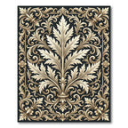 Ornate Acanthus Scrollwork Emblem Rug