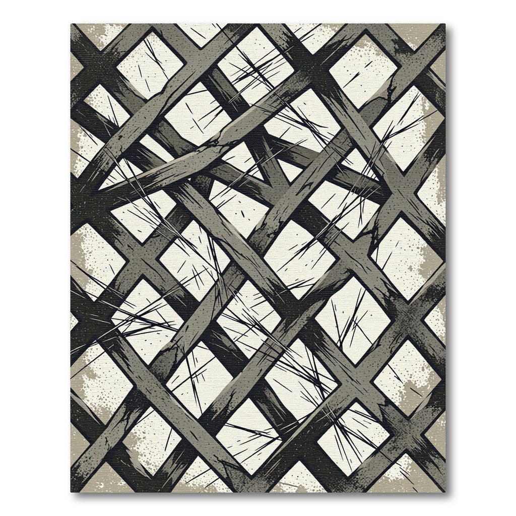 Textured Gray Intersecting Lattice Rug