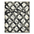 Textured Gray Intersecting Lattice Rug