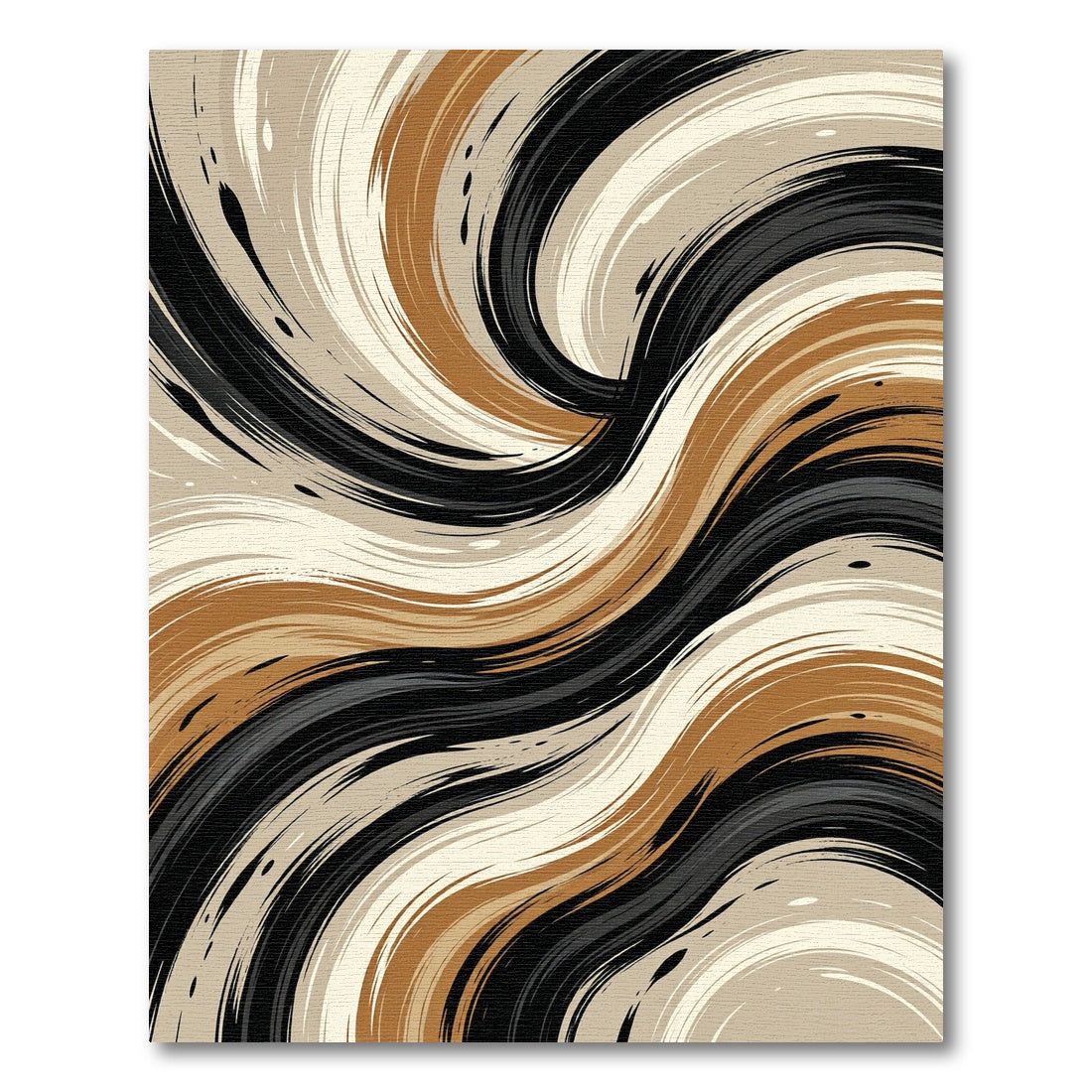 Modern Abstract Swirling Earth Tone Wave Rug
