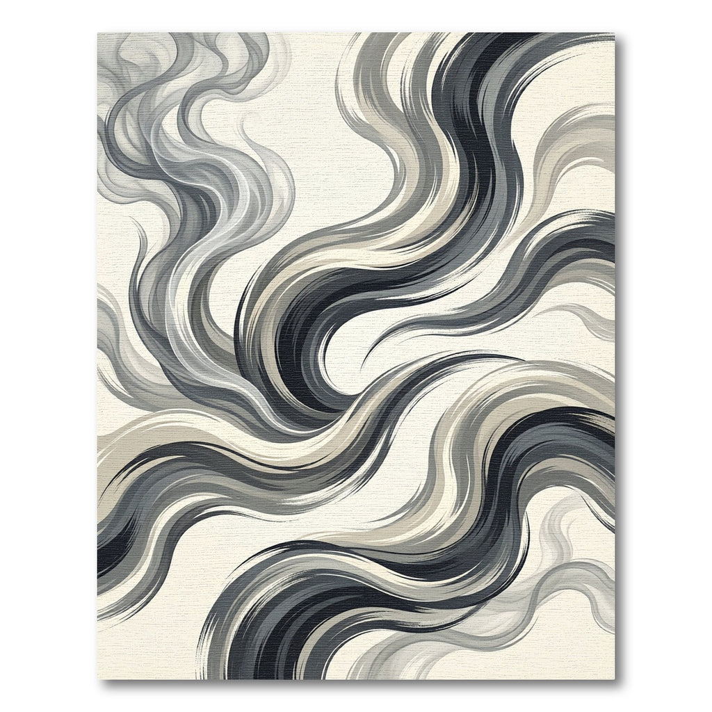 Monochrome Flowing Waves Abstract Rug