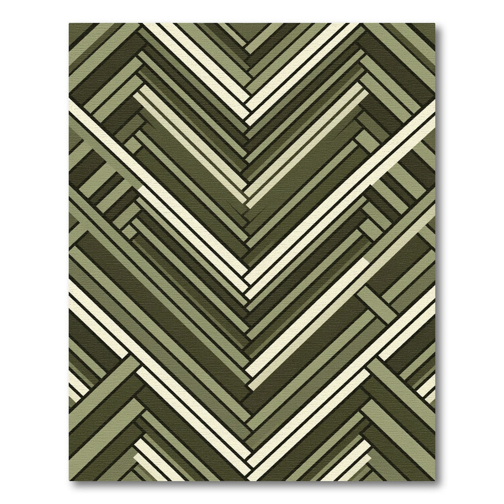 Olive Green Herringbone Geometric Weave Rug
