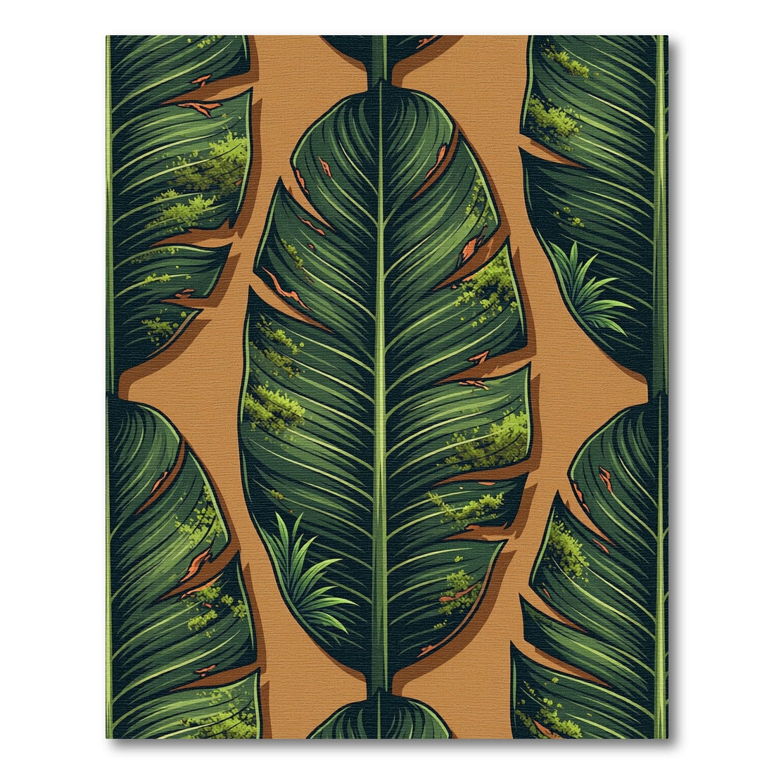 Lush Green Tropical Banana Leaf Illustration Rug
