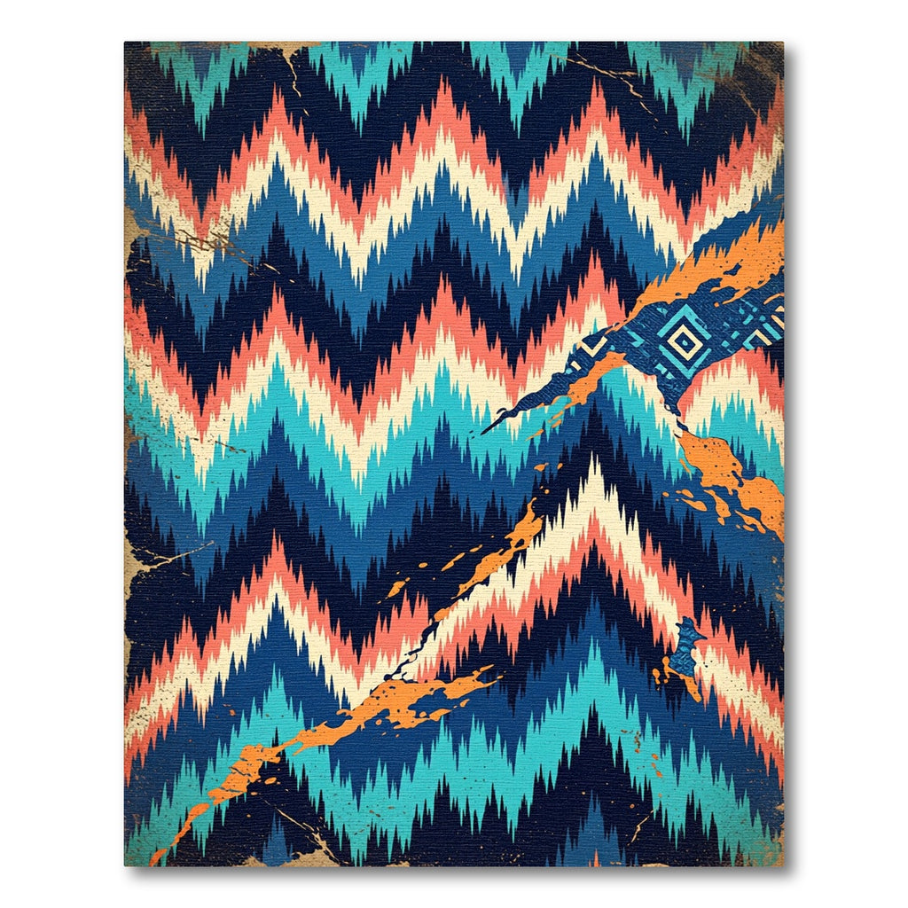 Bold Geometric Chevron Teal Coral Rug