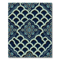 Elegant Navy Teal Arched Damask Art Rug