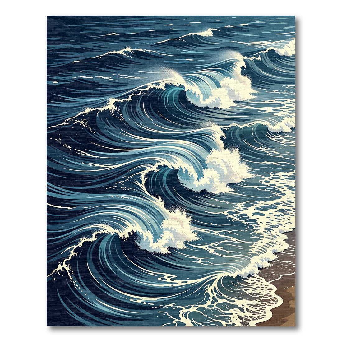 Deep Blue Oceanic Rolling Wave Art Rug