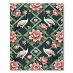 Pink Crane Peony Garden Trellis Rug